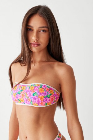 Frankies Bikinis Rosabella Floral Bandeau Bikini Top Daisy Pond | 5470IWEJO