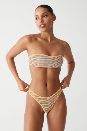 Frankies Bikinis Rosabella Striped Bandeau Bikini Top Hawaiian Sky | 6153BSORC