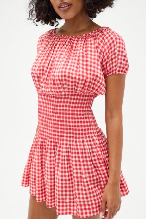 Frankies Bikinis Sadie Gingham Mini Dress Cherry Gingham | 6981ITCFO