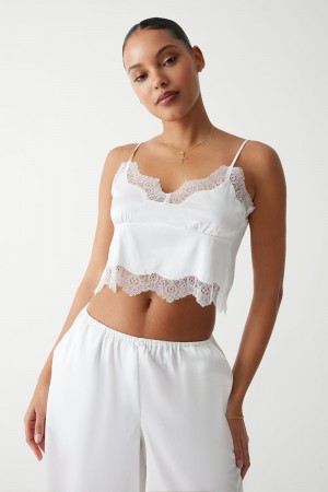 Frankies Bikinis Snuggle Satin Camisole Blanche | 1650FTYLE