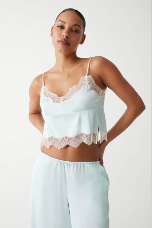 Frankies Bikinis Snuggle Satin Camisole Pistachio | 3572IQECK
