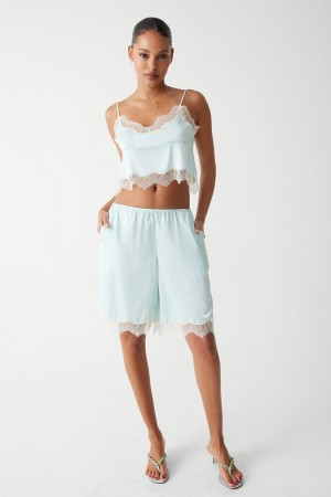 Frankies Bikinis Snuggle Satin Capri Short Pistachio | 4013DMUON