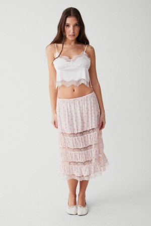 Frankies Bikinis Solstice Floral Midi Skirt Rose | 9634YKJFO