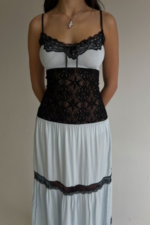 Frankies Bikinis Vineyard Crochet Maxi Dress Moonlight | 7248JFESV