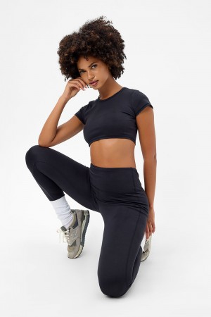 Frankies Bikinis Zippy Crop Top Noir | 5179QZFOY