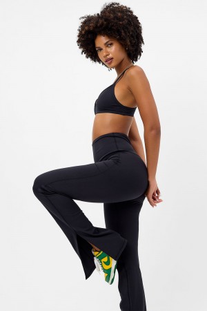 Frankies Bikinis Zippy Flare Legging Noir | 0268JDGAF